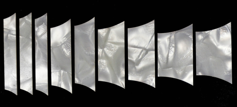 Pearloid Position Marker Inlay, Pre-Cut 9 piece set, Les Paul Style (White Pearl) Celluloid