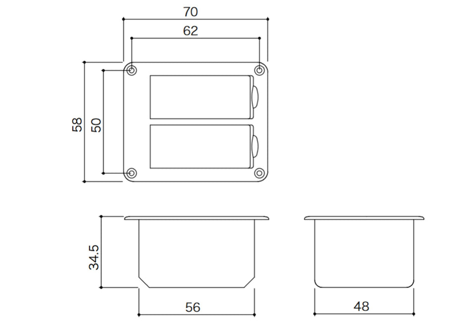 Gotoh BB-04W Inner-Mount Battery Box, for two 9V batteries