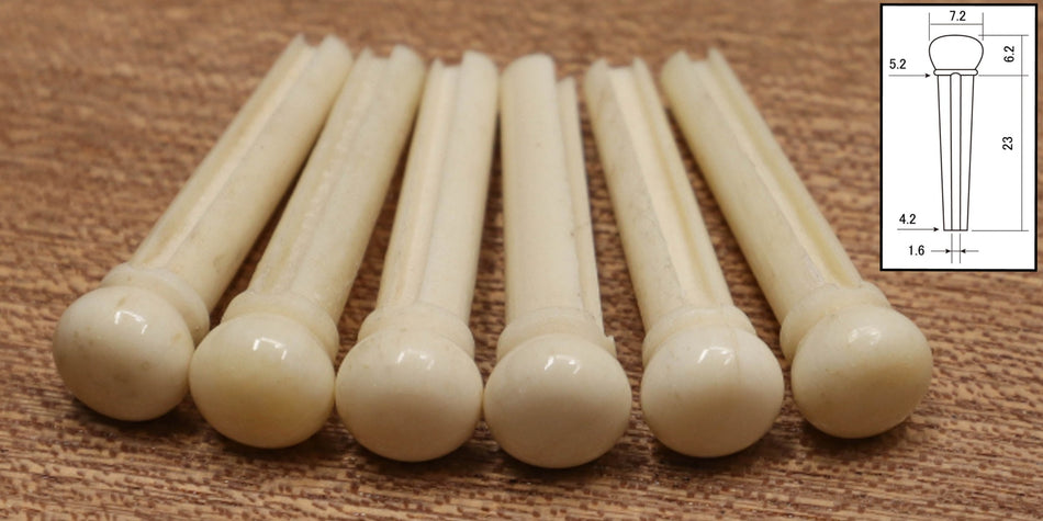 Bridge Pins, Cattle Bone, set of 6 slotted