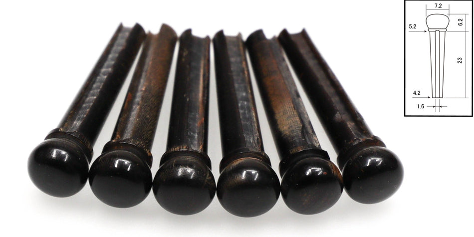 Bridge Pins, Buffalo Horn, set of 6 slotted