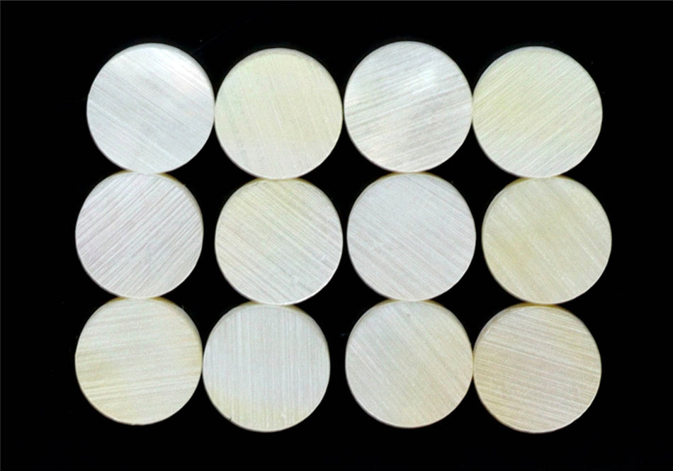 Round Pearloid Plastic Guitar Position Markers, 12 pieces (White Pearl)