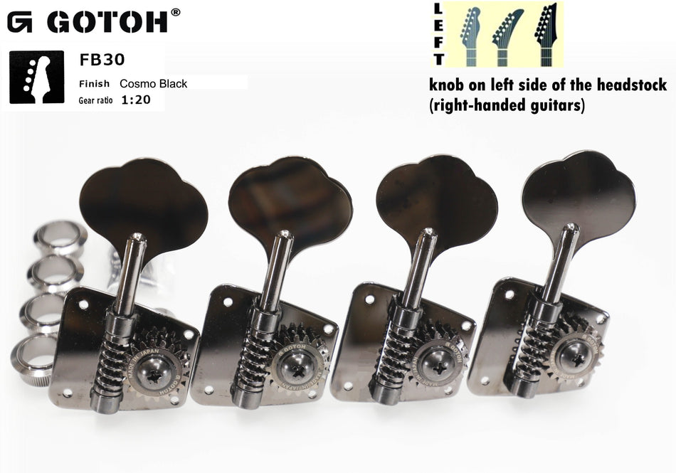 Gotoh FB30(CK) Bass Tuners, 4-Left (Cosmo Black)