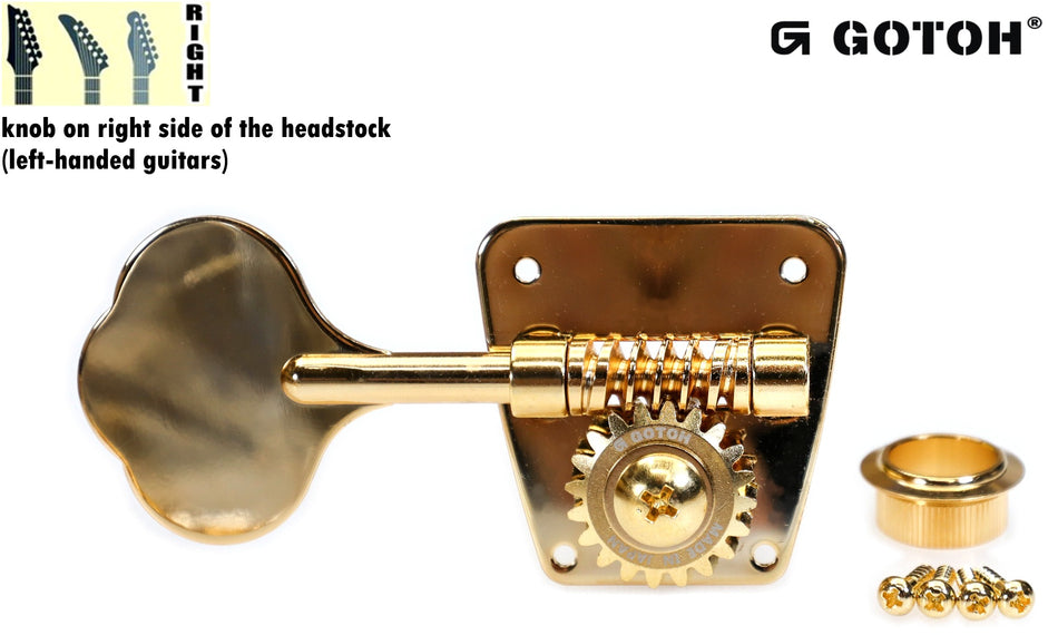 Gotoh FB30(G) Clover Bass Tuner, 1 Right* for Left-Hand (Gold)