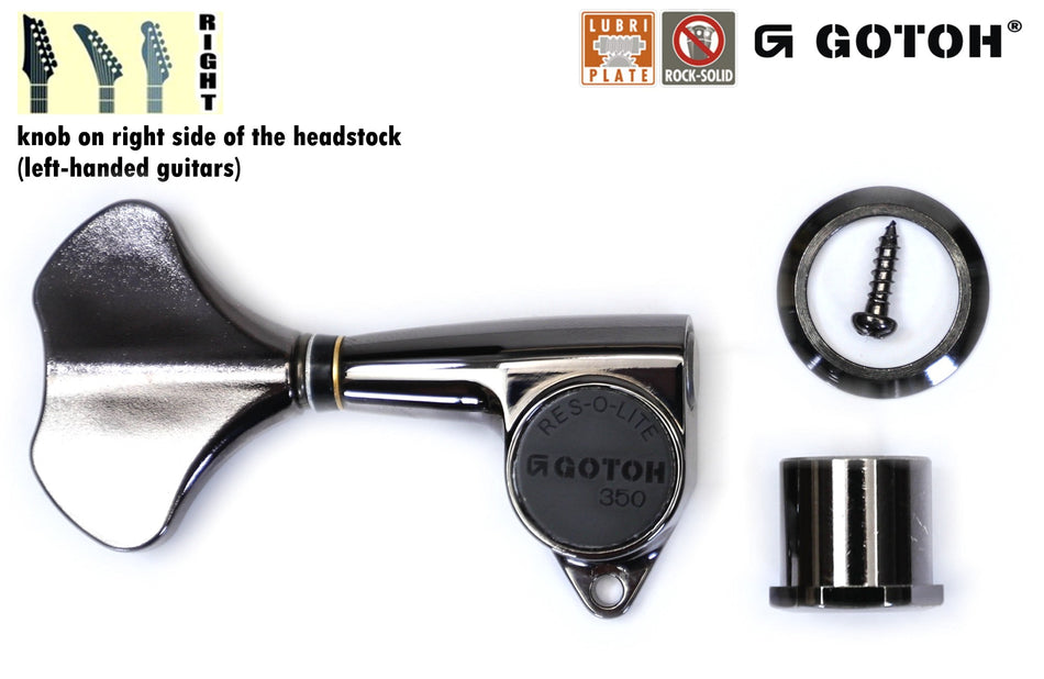 Gotoh GB350(CK) Res-o-Lite Compact Bass Tuner, 1 Right* for Left-Hand (Cosmo Black)