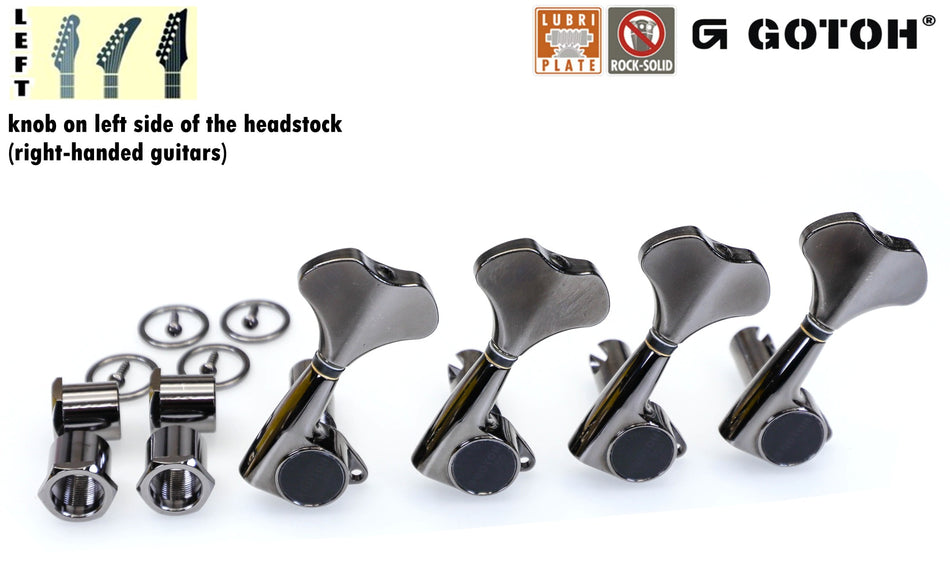 Gotoh GB350(CK) Res-o-Lite Compact Bass Tuners, 4-Left (Cosmo Black)