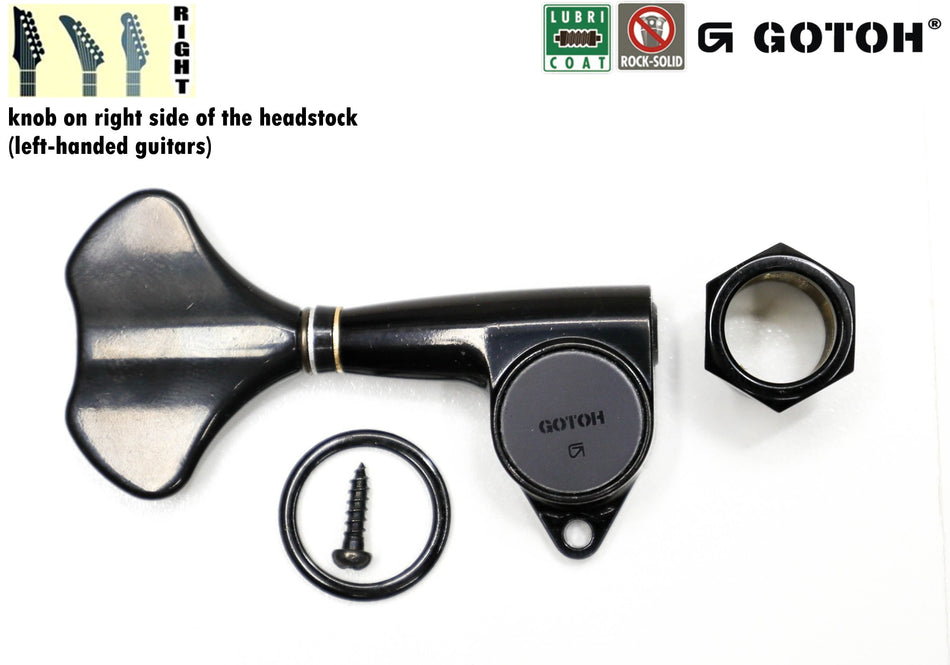 Gotoh GB707(B) Compact Bass Tuner, 1 Right* for Left-Hand (Black)