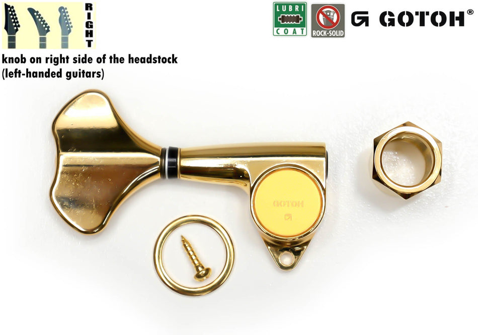 Gotoh GB707(G) Compact Bass Tuner, 1 Right* for Left-Hand (Gold)
