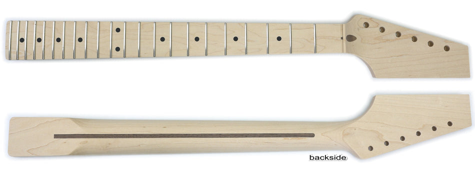 Shaped TL-type 1-piece Rock Maple Guitar Neck with Trussrod, sanded, inlaid, fretted (22 Fret)