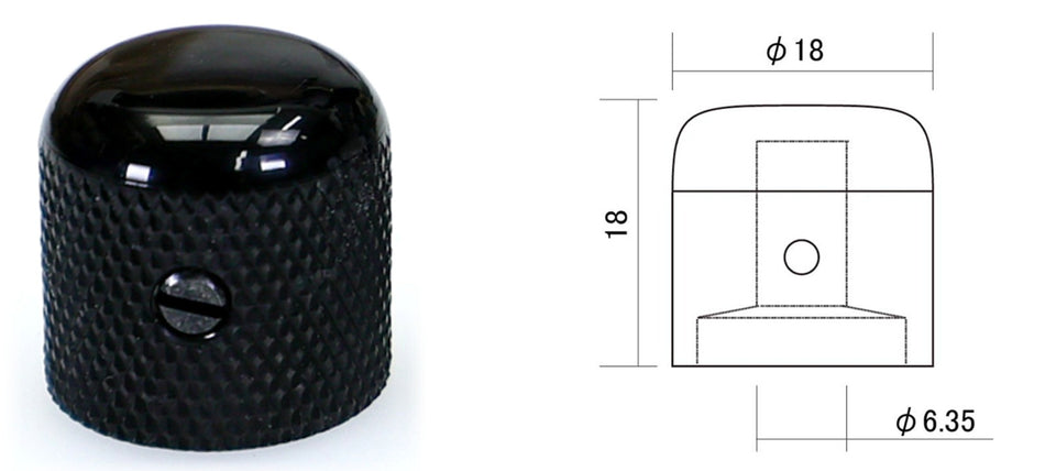 Knurled Metal Dome Knob, 18mm, inch (chose finish)