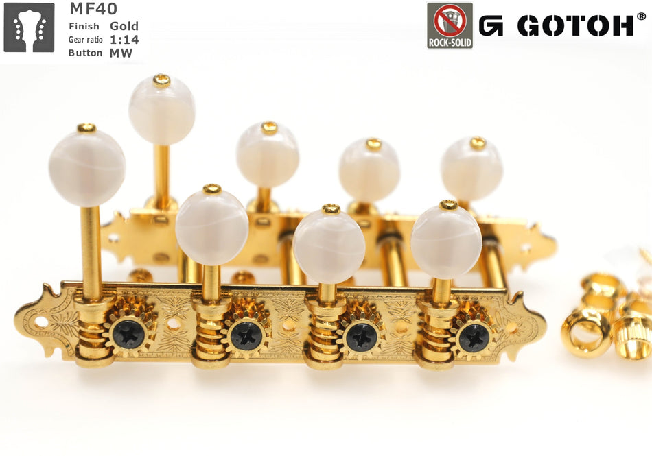 Mandolin Tuners, F-style Gotoh MF40(G)MW with Metal Rollers (Gold)