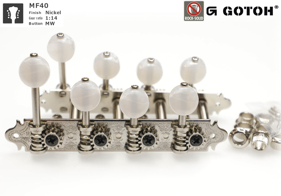 Mandolin Tuners, F-style Gotoh MF40(N)MW with Metal Rollers (Nickel)