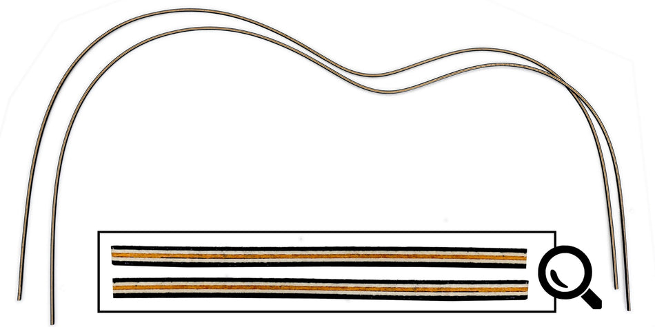 Guitar Purfling (Wood) Pre-Bent 2 piece set, Classical, Black/White/Orange