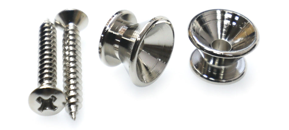 Strap Buttons for Guitars, 2pc set Fender style, Nickel