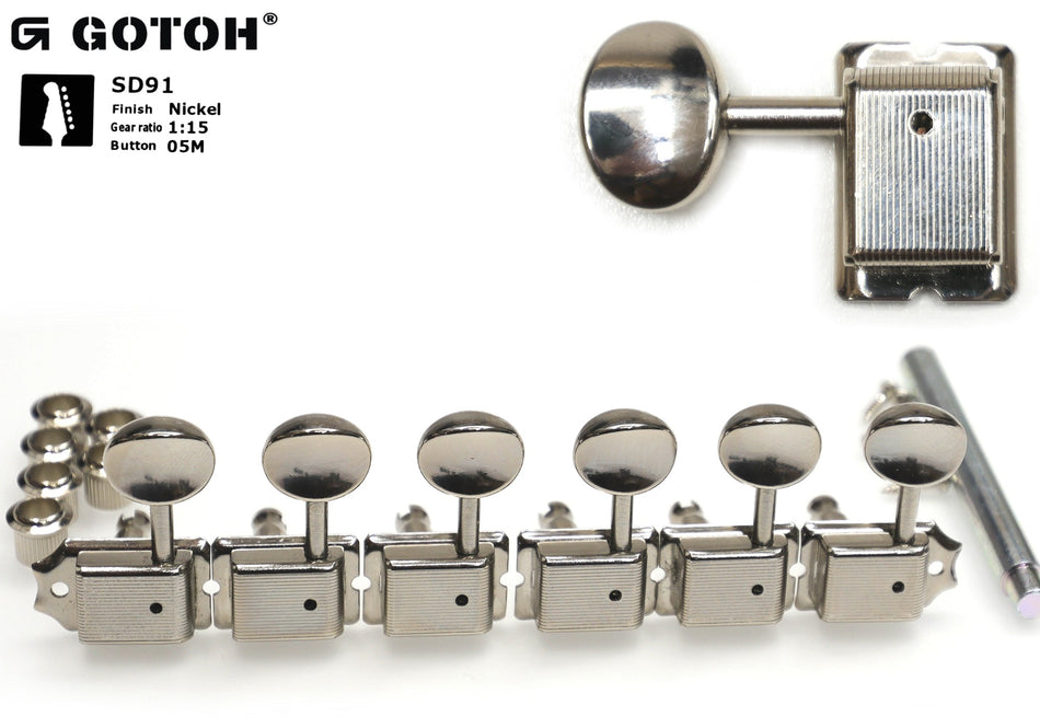 Gotoh SD91(N)05M Tuners with Standard Post, 6-Right* for Left-Hand (Nickel)