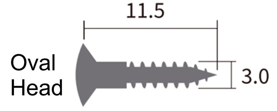 Pickguard / Cover Mounting Screw (10 pack) Oval Head 3x11.5mm (choose finish)
