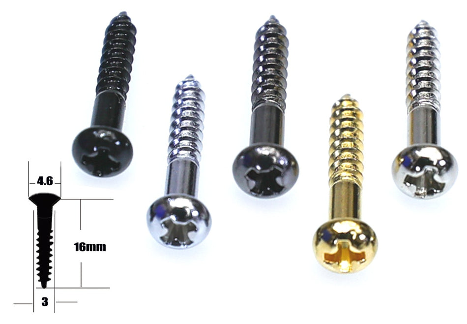 String Retainer Screw (2 pack) Oval Head 3x16mm (choose finish)