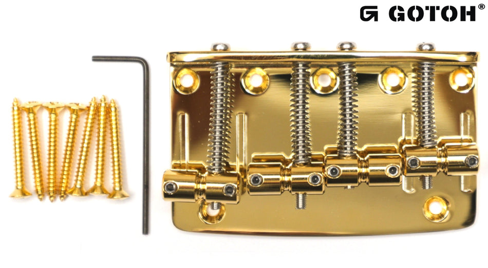 Gotoh 203B-4(G) Bass Bridge Saddle, 4-string for Fender-style P-Bass & Jazz Bass (Gold)