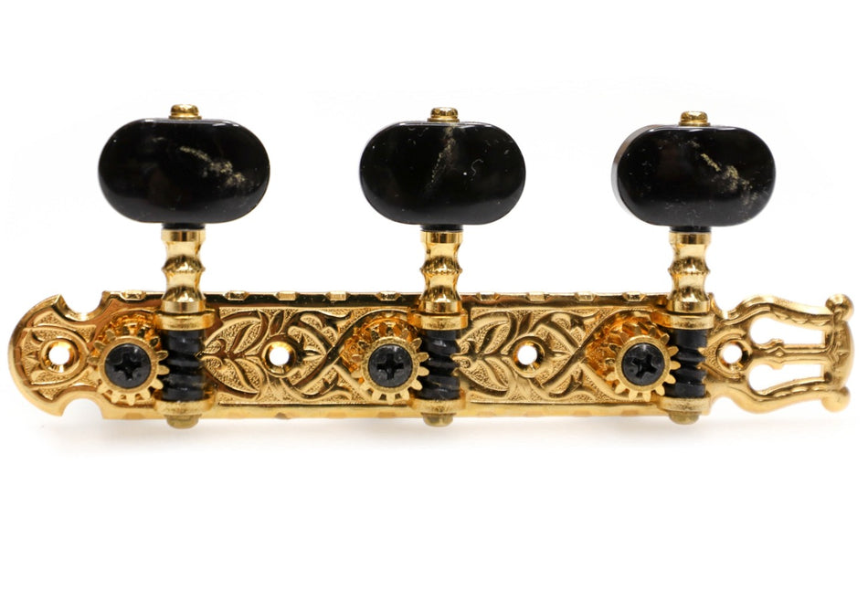 Gotoh 35ARB1600(G)BB Tuners with 10mm Black Aluminium Rollers for Acoustic Guitars (Gold)