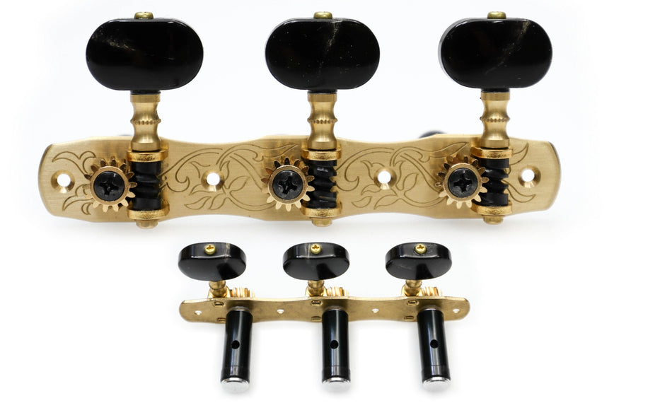 Gotoh 35ARB1800(SB)BB Tuners with 10mm Black Aluminium Rollers for Acoustic Guitars (Solid Brass)