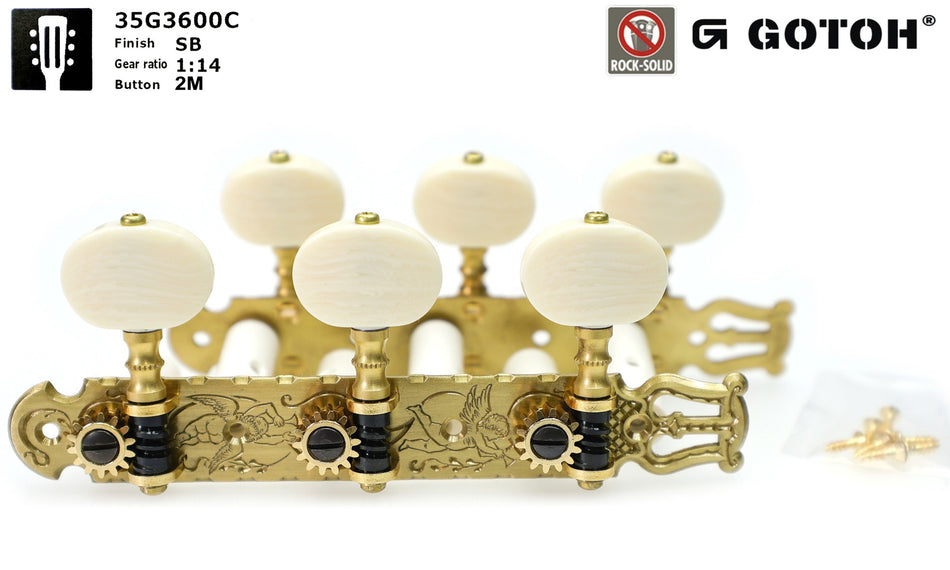 Gotoh 35G3600C(SB)2M Tuners with 10mm Plastic Rollers for Acoustic Guitars (Solid Brass) (Copy)