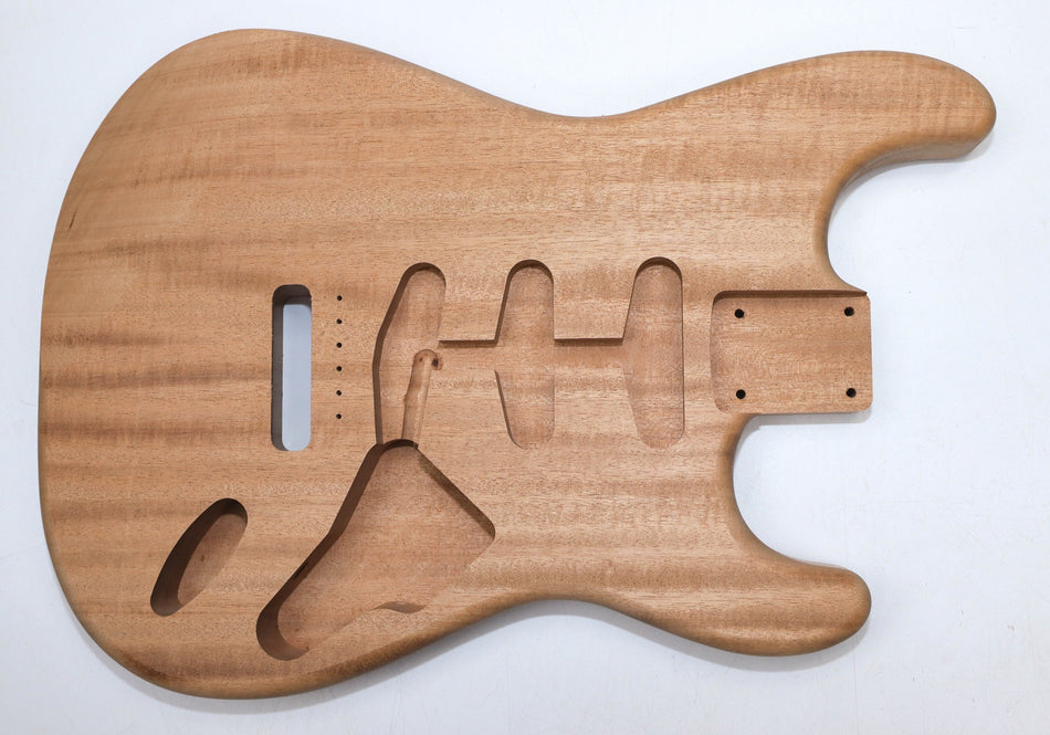 One Piece Machined Khaya Mahogany body blank for Stratocaster-type Guitars - Stock# 5-7906