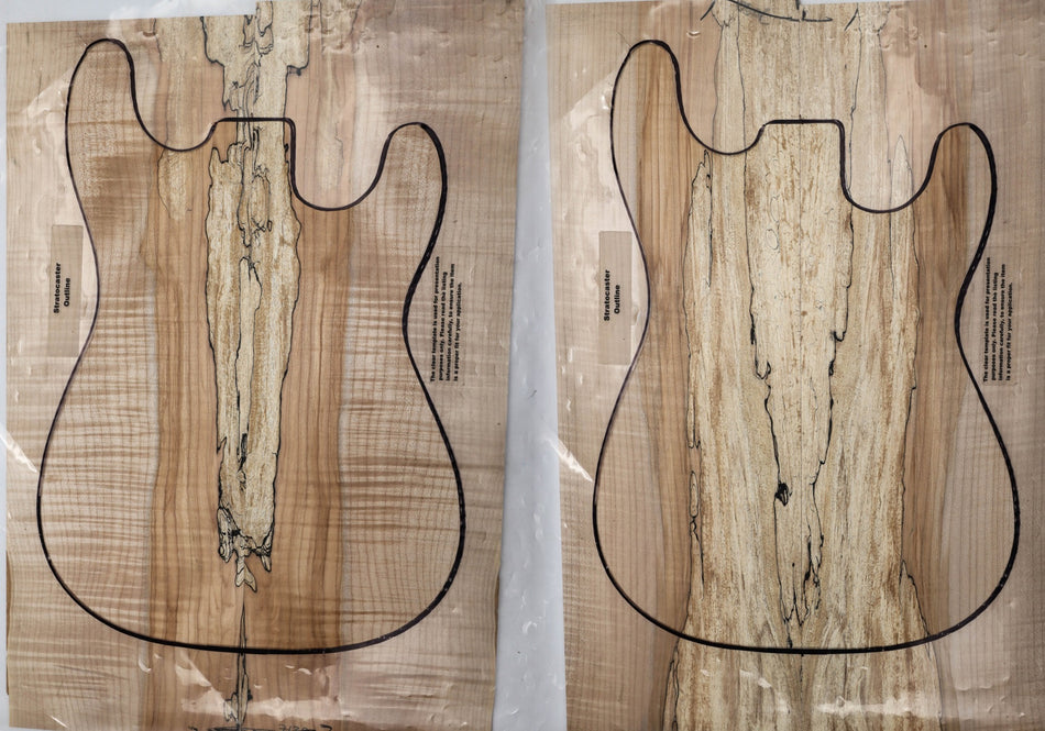 2 Matched Spalted Maple Guitar sets, 0.32" thick (Great Figure) - Stock# 5-8501