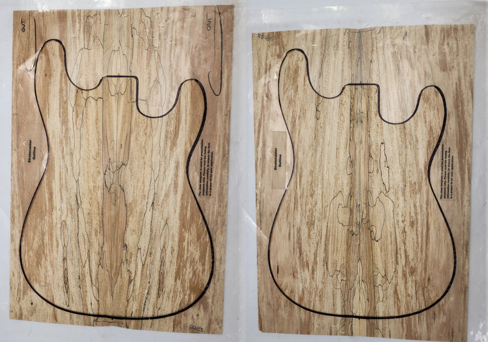 2 Matched Spalted Maple Guitar sets, 0.25" thick (Great Figure) - Stock# 5-8883