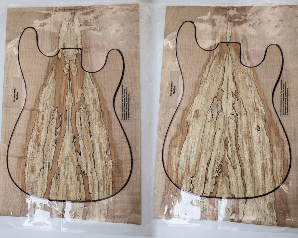 2 Matched Spalted Maple Guitar sets, 0.25" thick (GREAT FIGURE +3★) - Stock# 5-9235