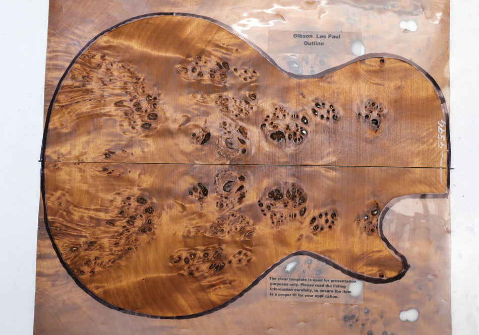 Torrefied Cottonwood Burl Guitar set, 0.28" thick (Great Figure 3★) - Stock# 5-9394