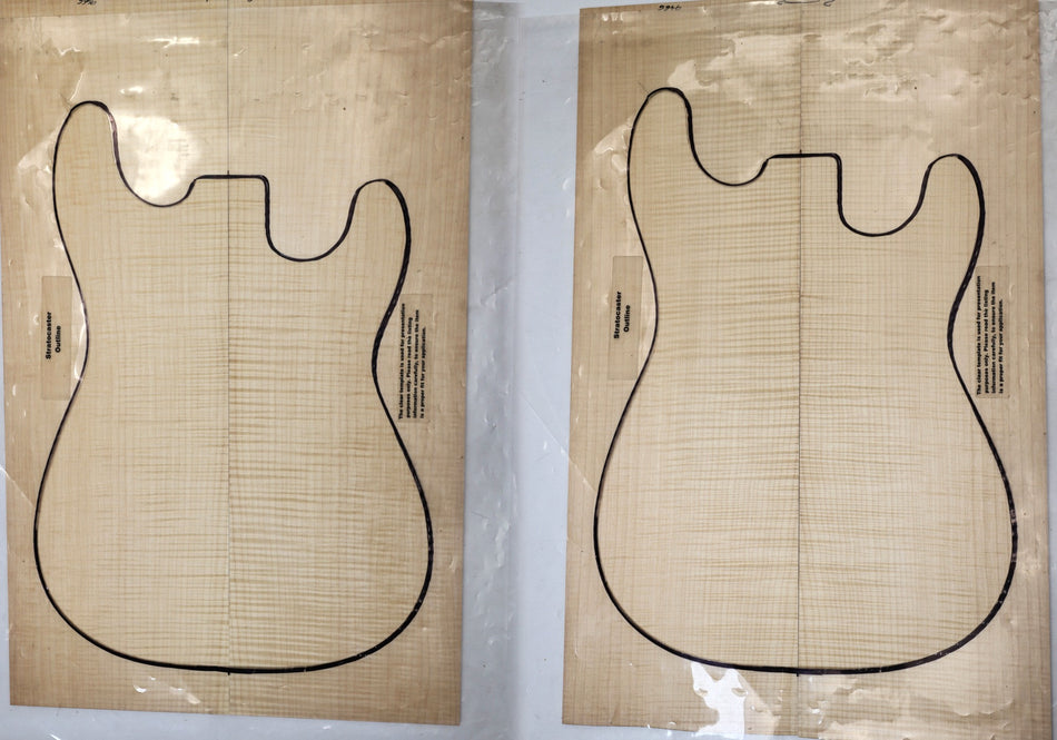 2 Matched Maple Flame Guitar sets, 0.22" thick (GREAT FIGURE) - Stock# 5-9466