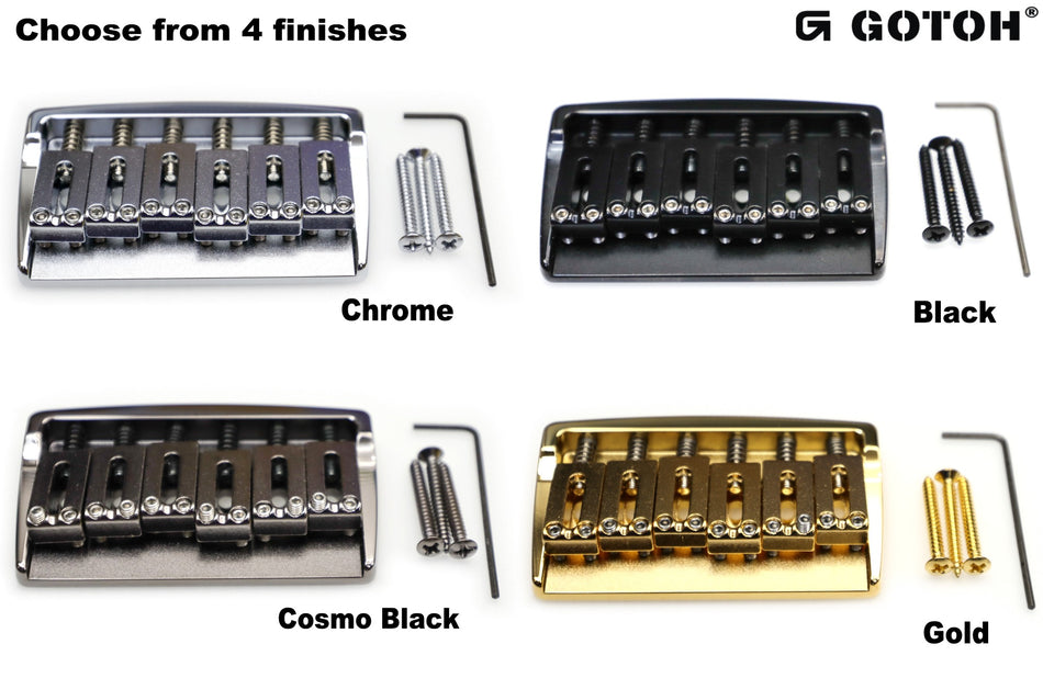 Gotoh 510FX-6 Hardtail Solid Brass, with 10.5mm Steel Saddles, 6-strings (choose finish)