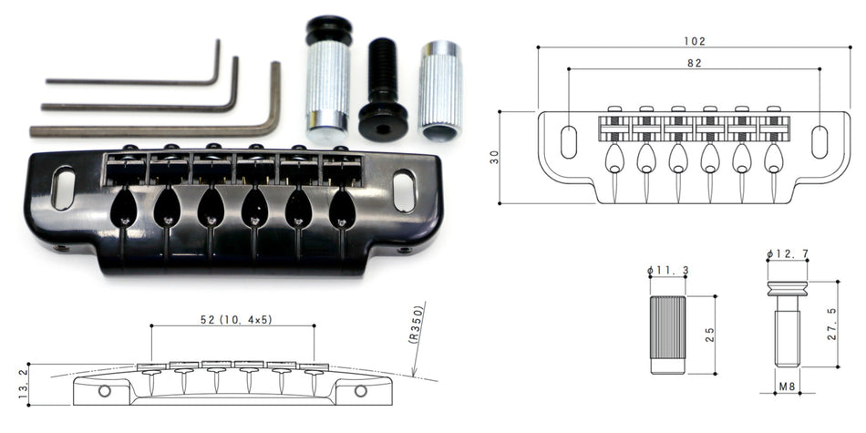 Gotoh 510UB Modern Wraparound Fixed Bridge (choose finish)