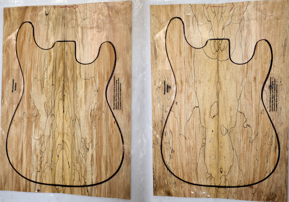 2 Matched Spalted Maple Guitar sets, 0.25" thick (Great Figure) - Stock# 6-0510