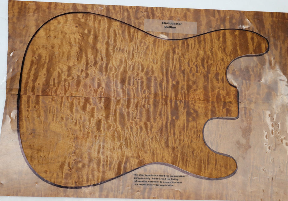 Torrefied Maple Quilt Guitar set, 0.26" thick (Great Figure 3★) - Stock# 6-0725