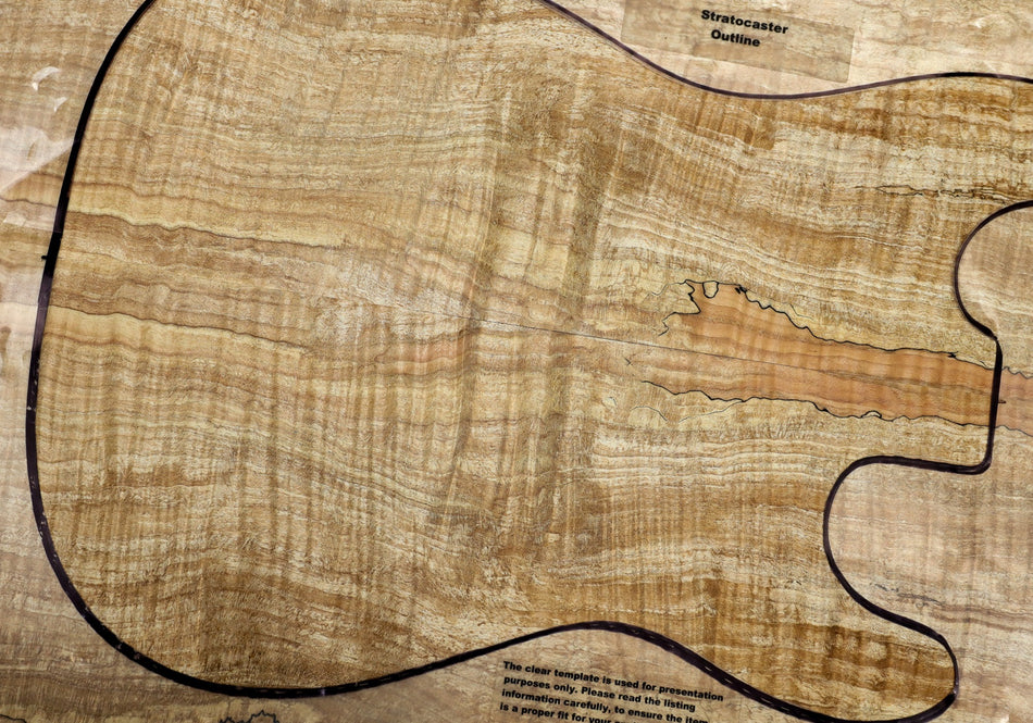 Spalted Maple Flame Guitar set, 0.3" thick (GREAT FIGURE +3★) - Stock# 6-0792