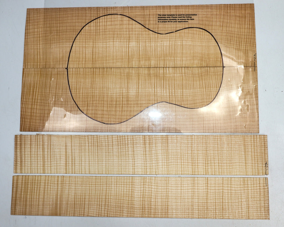 Back & Side set Maple Flame, Baritone Ukulele (PREMIUM FIGURE) - Stock# 6-1137