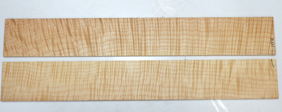 Maple Flame Fingerboards, 2 pieces, 21.3" long, unslotted (+HIGH FIGURE +4★) - Stock# 6-1158