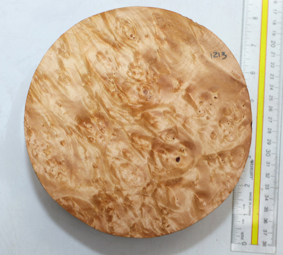 Maple Burl Round 7" diameter x 3.3" (PREMIUM FIGURE) - Stock# 6-1213