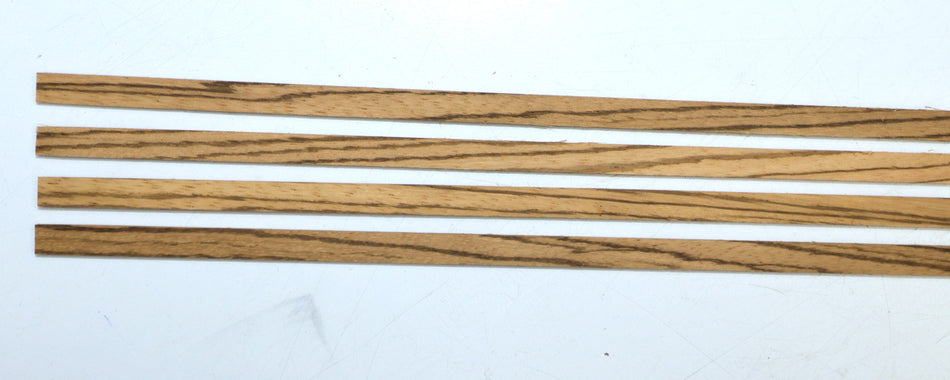 Wood Guitar Binding, Zebrawood , 4 piece set, 3 x 8 x 850mm each - Stock # 6-1226