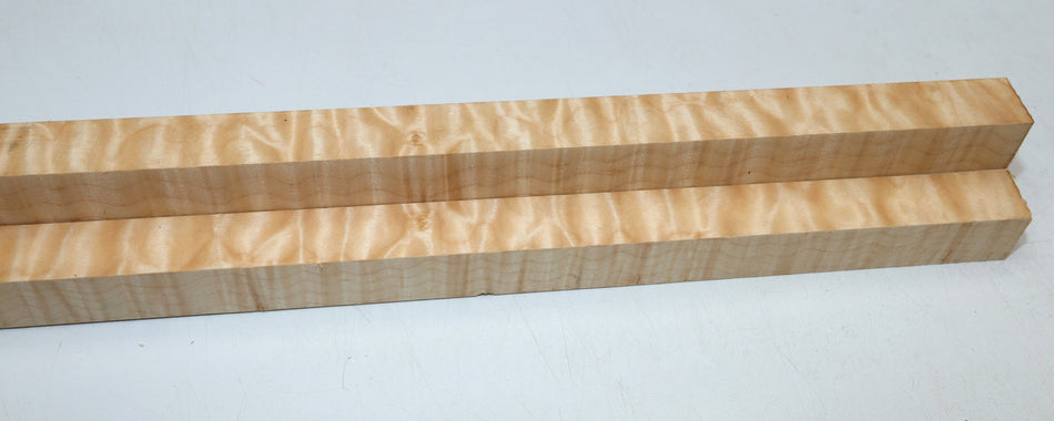 Maple Quilt Spindles, 2 pieces 1" x 1" x 22.5" (PREMIUM FIGURE 5★) - Stock# 6-1237