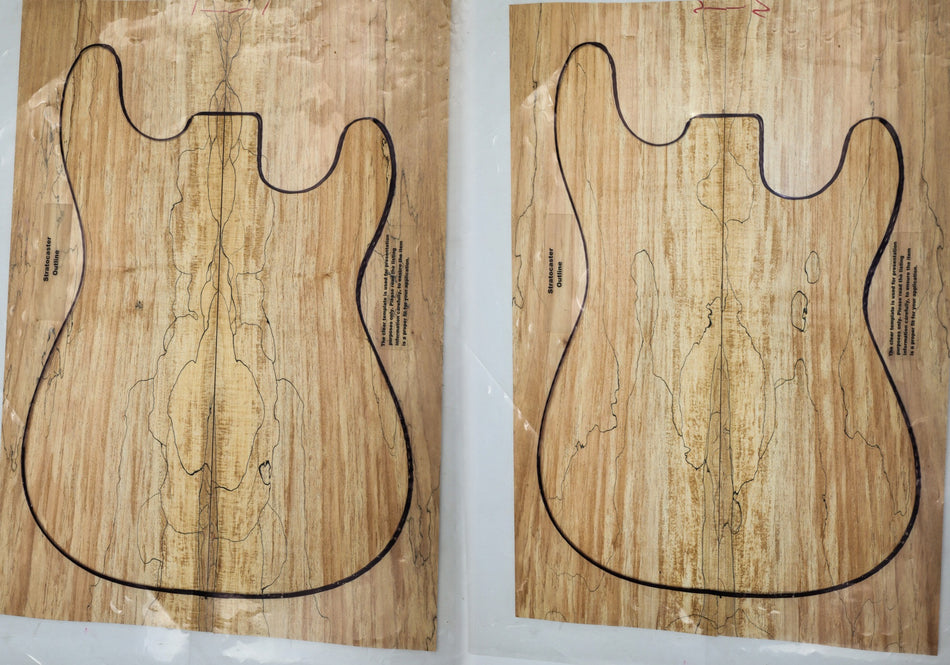 2 Matched Spalted Maple Guitar sets, 0.24" thick (Great Figure) - Stock# 6-1270