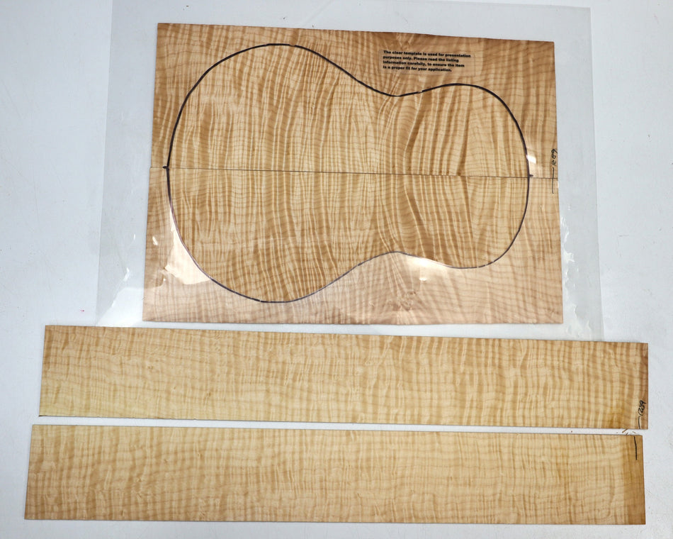 Back & Side set Maple Flame, Baritone Ukulele (PREMIUM FIGURE) - Stock# 6-1289