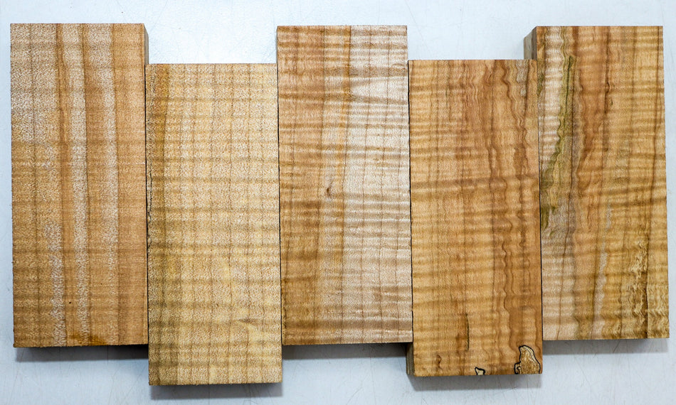 Spalted Maple Flame Knife Scales, 6 pieces, 1" x 2" x 5" each (HIGH FIGURE) - Stock # 6-1415