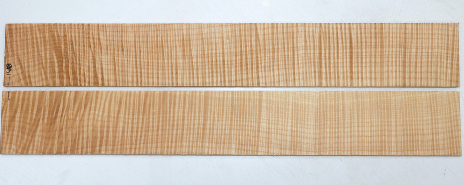 Maple Flame Fingerboards, 2 pieces, 21.4" long, unslotted (PREMIUM FIGURE) - Stock# 6-1418