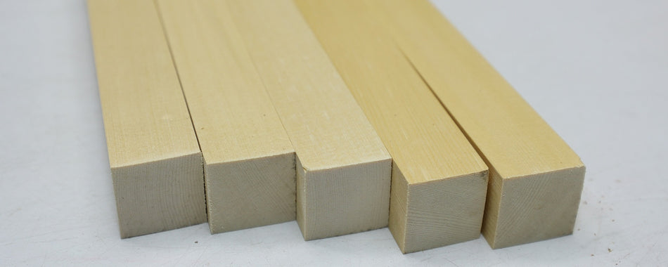 Alaskan Yellow Cedar Bracewood, 5 blocks 1" x 1" x 20" - Stock# 6-1871