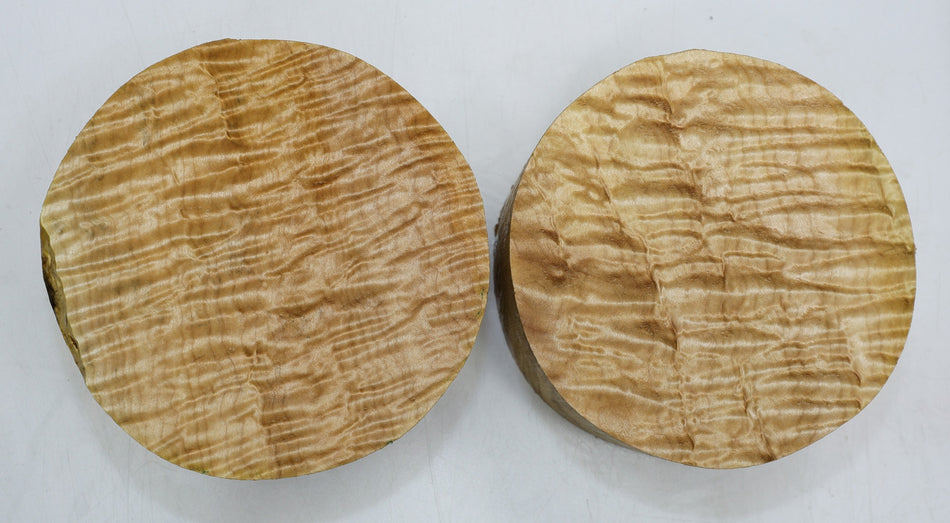 Maple Flame Rounds, 2 pieces 6" diameter x 2.5" (PREMIUM FIGURE) - Stock# 6-1881