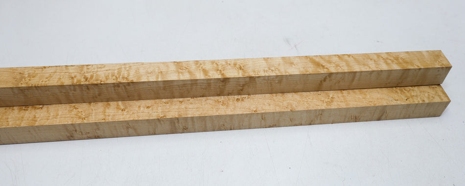 Rock Maple Birdseye Spindles, 2 pieces 0.95" x 0.95" x 33" (HIGH FIGURE) - Stock# 6-1925