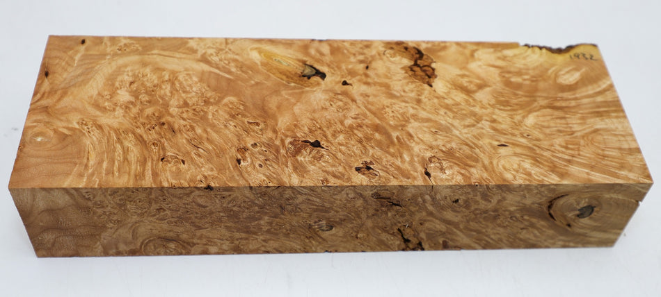 Maple Burl Block 12" x 4.2" x 2.3" (HIGH FIGURE) - Stock# 6-1932