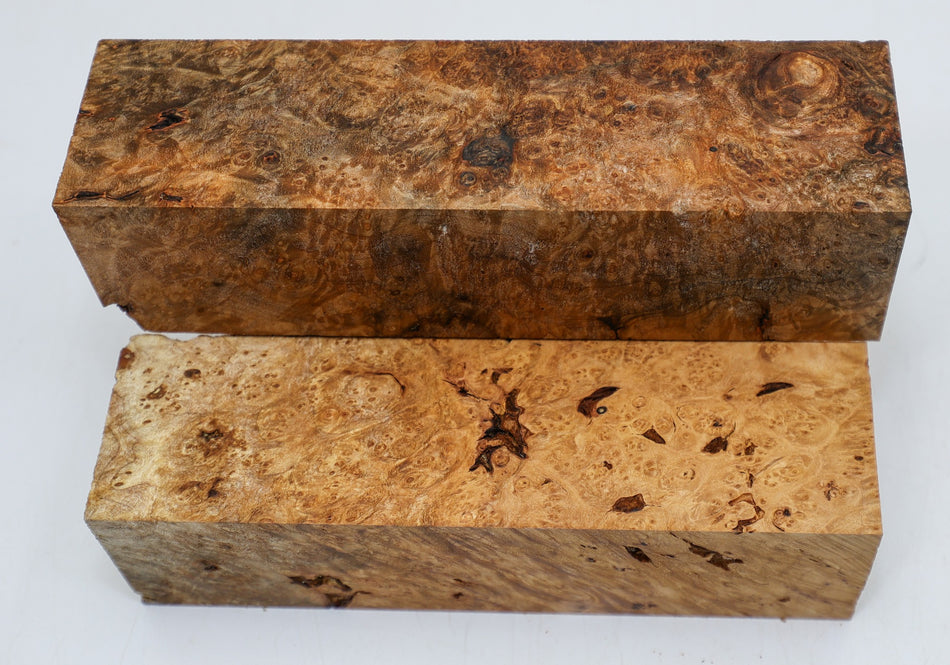 Maple Burl, 2 Blocks 2.25" x 2.25" x 8" each (HIGH FIGURE) - Stock# 6-1995