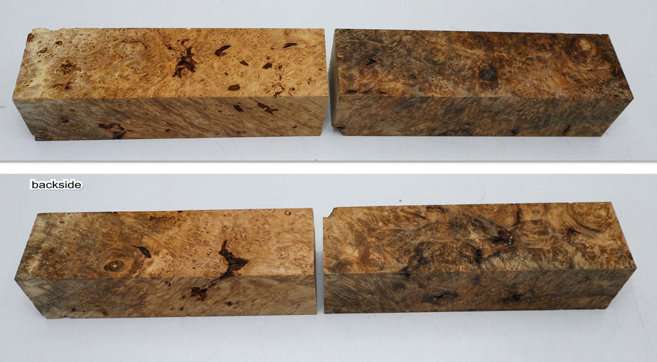 Maple Burl, 2 Blocks 2.25" x 2.25" x 8" each (HIGH FIGURE) - Stock# 6-1995